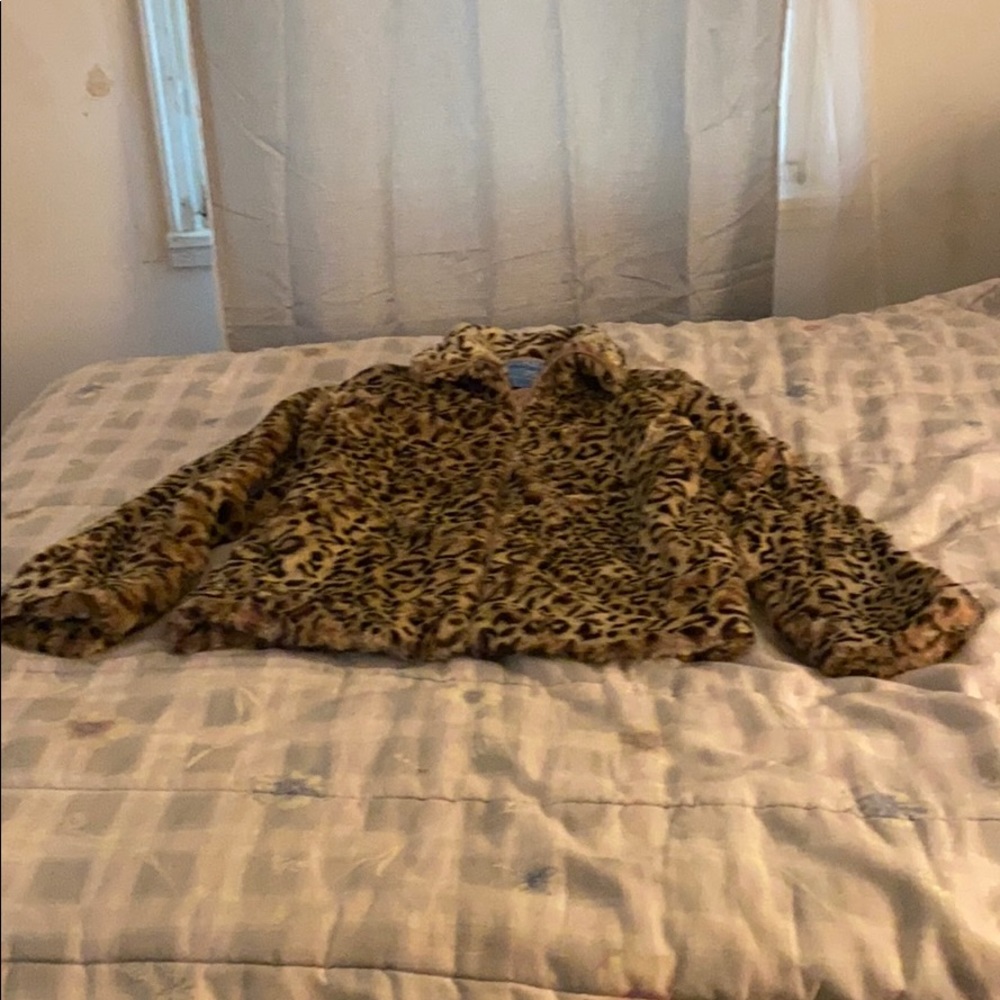 Leopard print girls coat